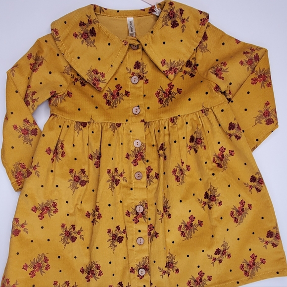 Wild Wawa Other - Wild Wawa Mustard Vintage Bouquet Clementine Boat Neck Dress
